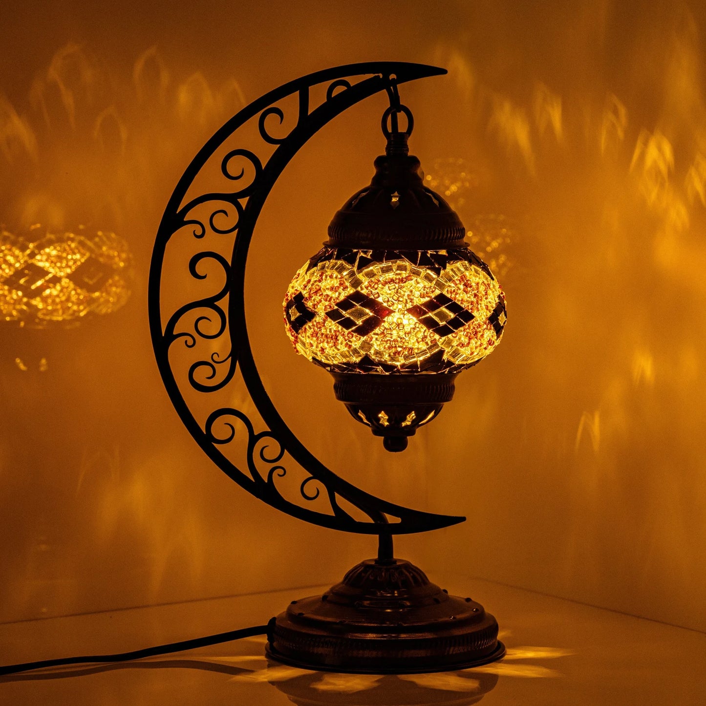 Turkish Mosaic Lamp - Crescent Moon Shape